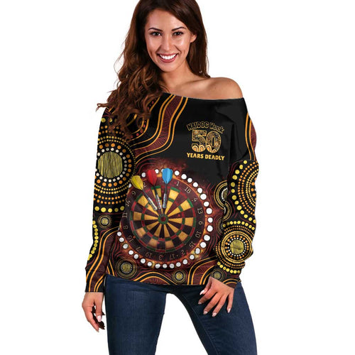 First Nations NAIDOC Week 2026 Fiery Darts Off Shoulder Sweater Aboriginal Arts