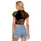 First Nations NAIDOC Week 2026 Fiery Darts Raglan Cropped T Shirt Aboriginal Arts