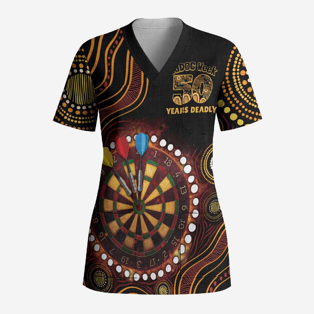 First Nations NAIDOC Week 2026 Fiery Darts Scrub Top Aboriginal Arts
