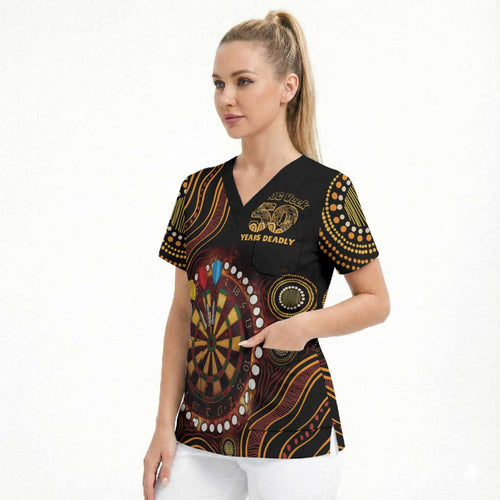 First Nations NAIDOC Week 2026 Fiery Darts Scrub Top Aboriginal Arts