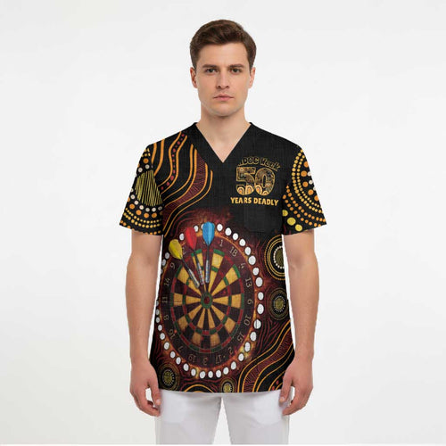 First Nations NAIDOC Week 2026 Fiery Darts Scrub Top Aboriginal Arts