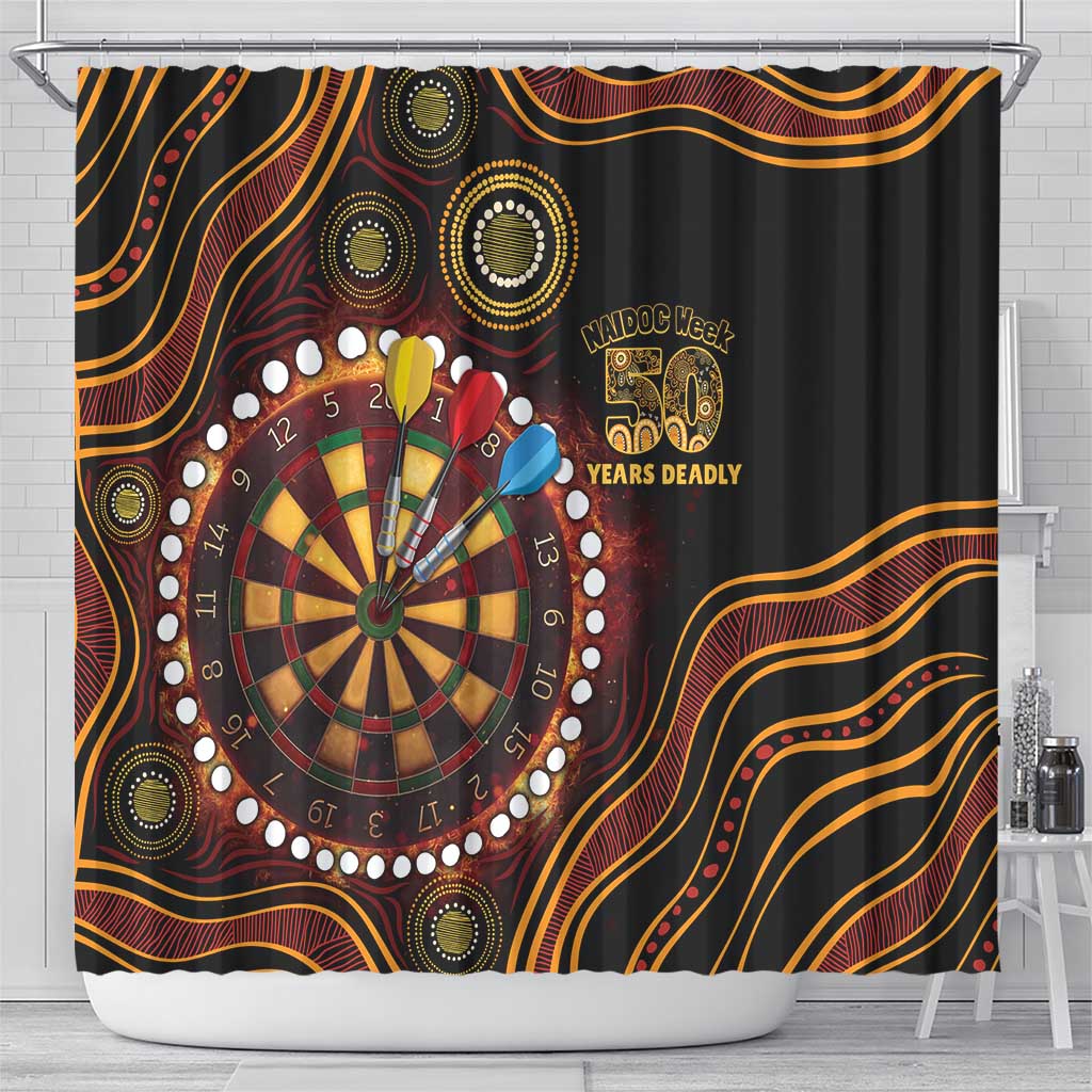 First Nations NAIDOC Week 2026 Fiery Darts Shower Curtain Aboriginal Arts