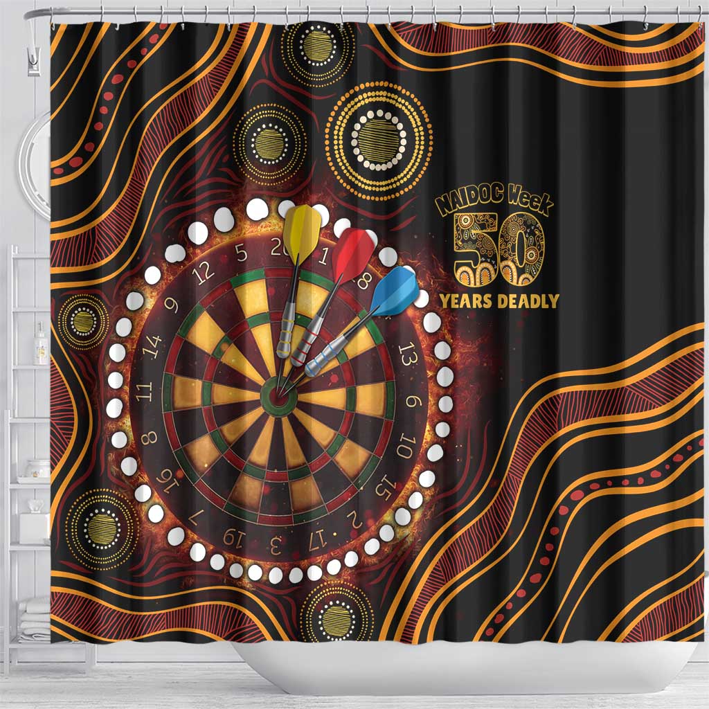First Nations NAIDOC Week 2026 Fiery Darts Shower Curtain Aboriginal Arts