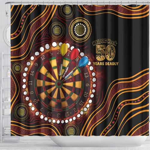 First Nations NAIDOC Week 2026 Fiery Darts Shower Curtain Aboriginal Arts