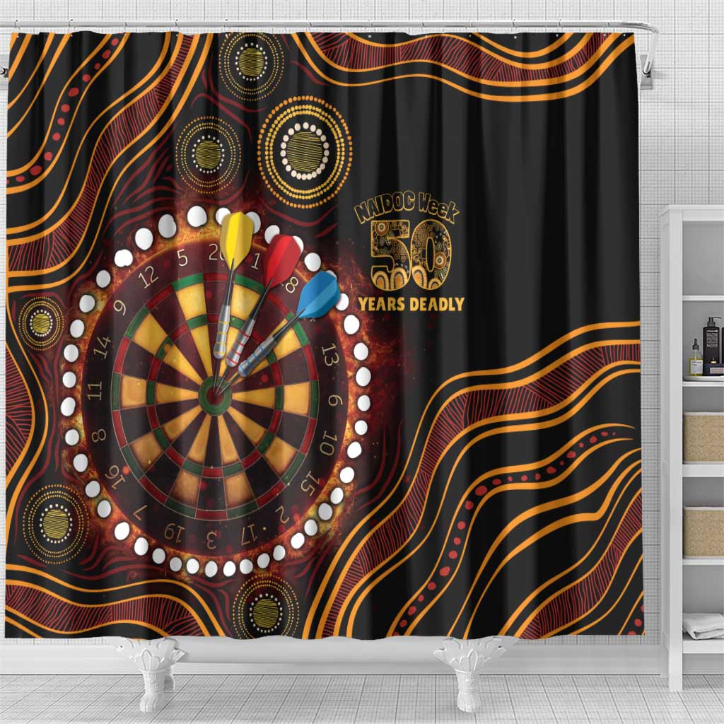 First Nations NAIDOC Week 2026 Fiery Darts Shower Curtain Aboriginal Arts