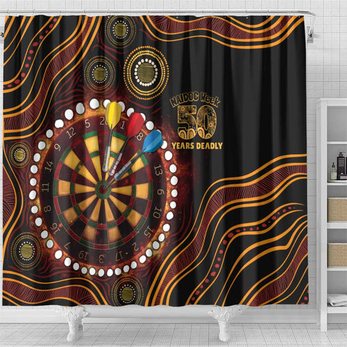 First Nations NAIDOC Week 2026 Fiery Darts Shower Curtain Aboriginal Arts