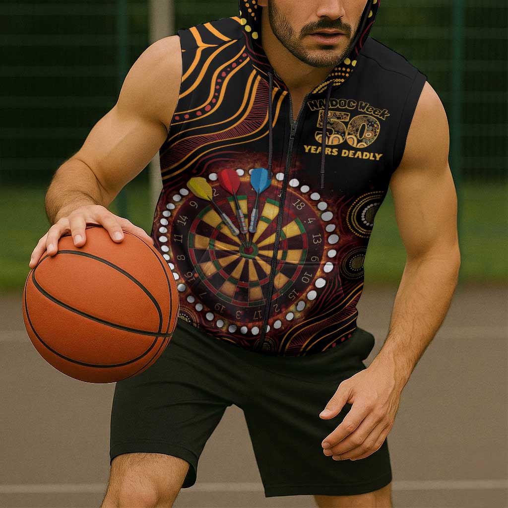 First Nations NAIDOC Week 2026 Fiery Darts Sleeveless Zip Hoodie Aboriginal Arts