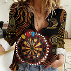 First Nations NAIDOC Week 2026 Fiery Darts Women Casual Shirt Aboriginal Arts