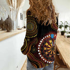 First Nations NAIDOC Week 2026 Fiery Darts Women Casual Shirt Aboriginal Arts