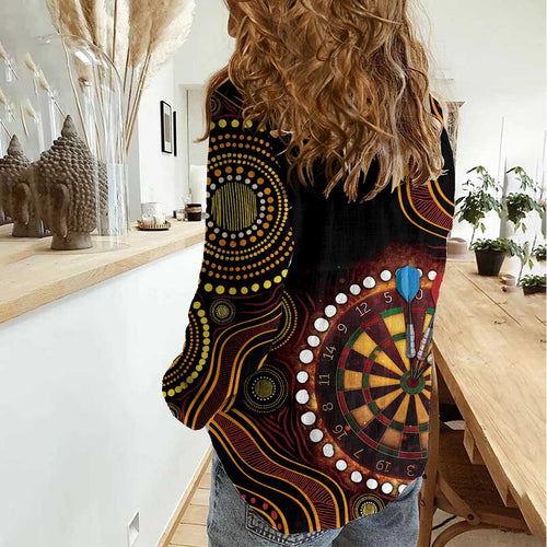 First Nations NAIDOC Week 2026 Fiery Darts Women Casual Shirt Aboriginal Arts
