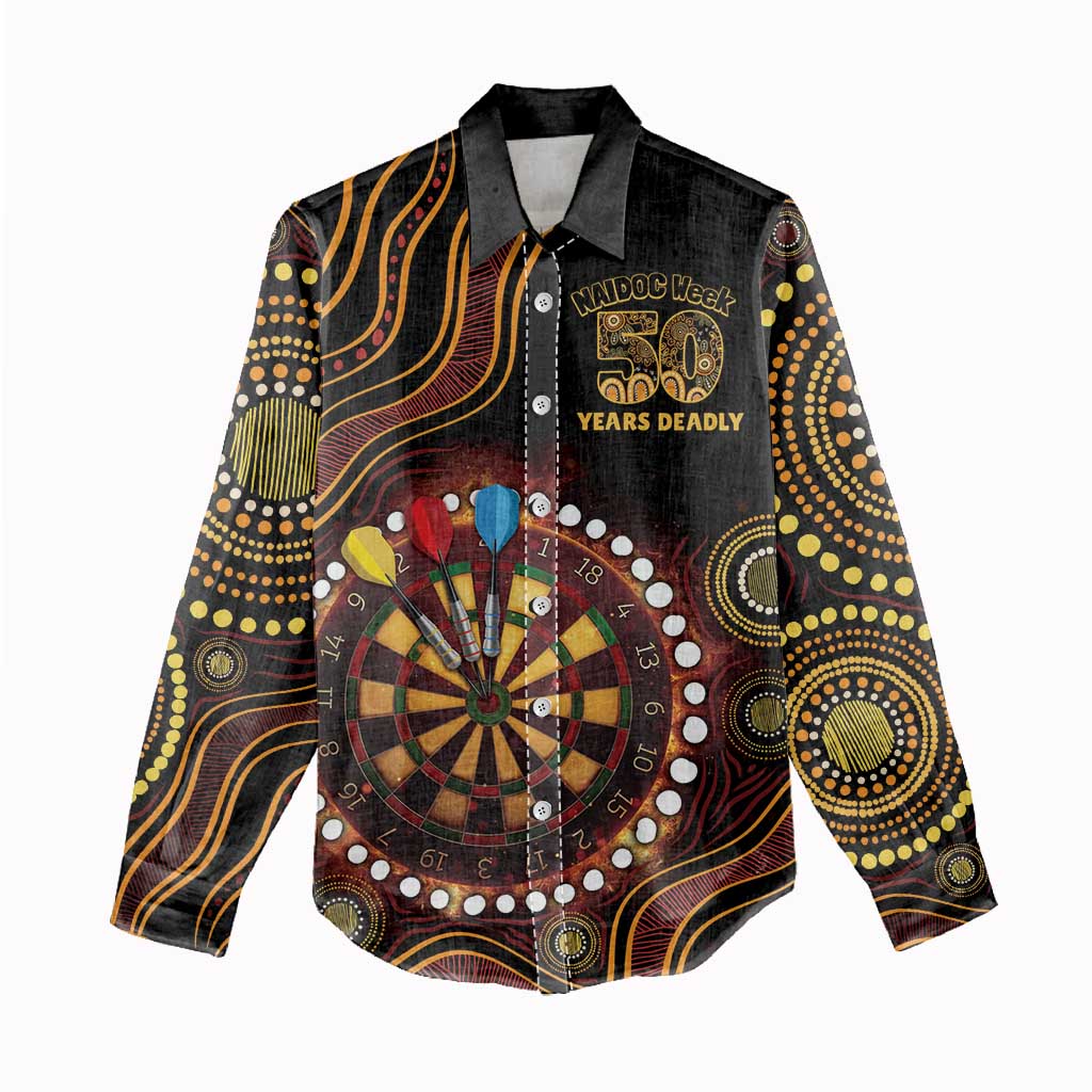 First Nations NAIDOC Week 2026 Fiery Darts Women Casual Shirt Aboriginal Arts