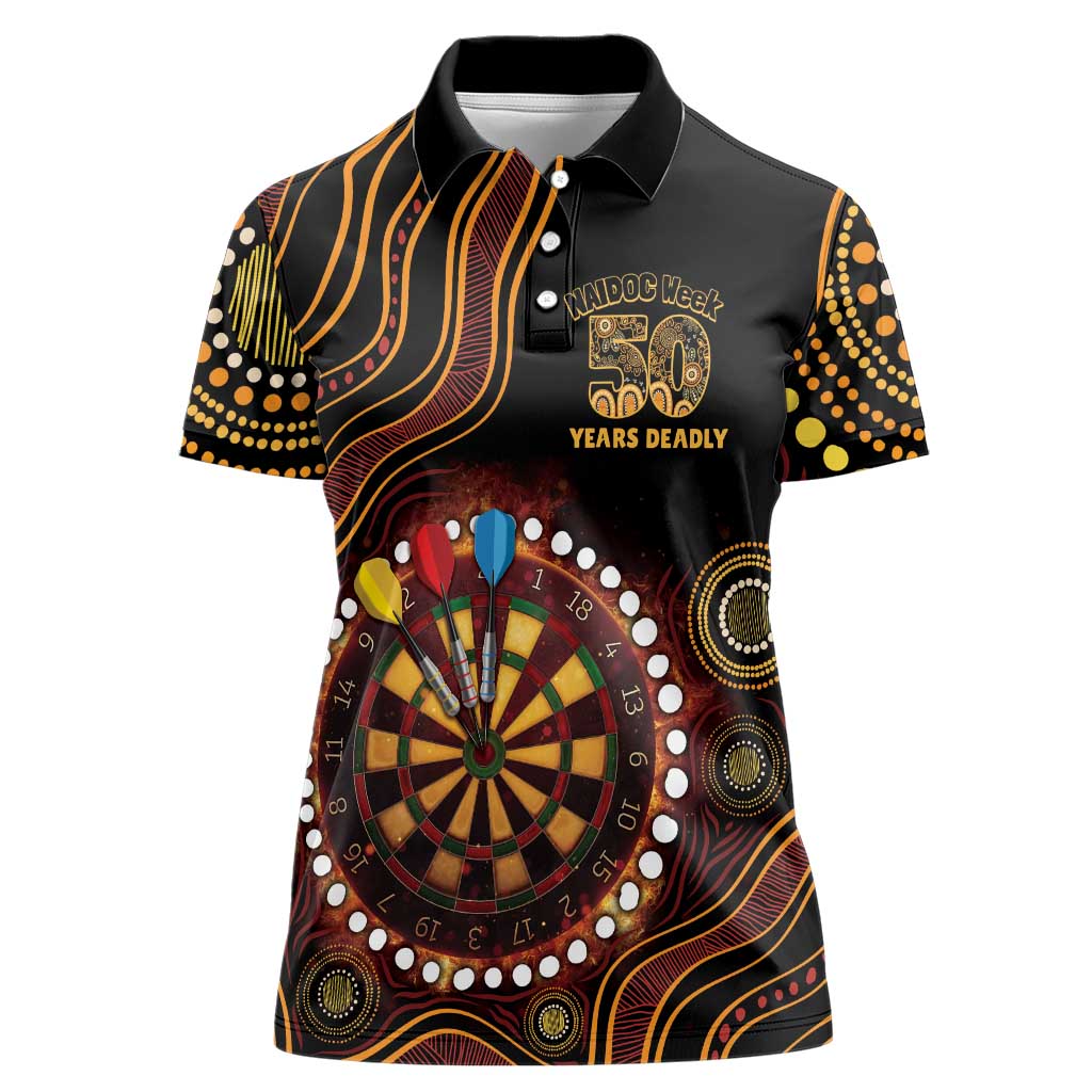 First Nations NAIDOC Week 2026 Fiery Darts Women Polo Shirt Aboriginal Arts