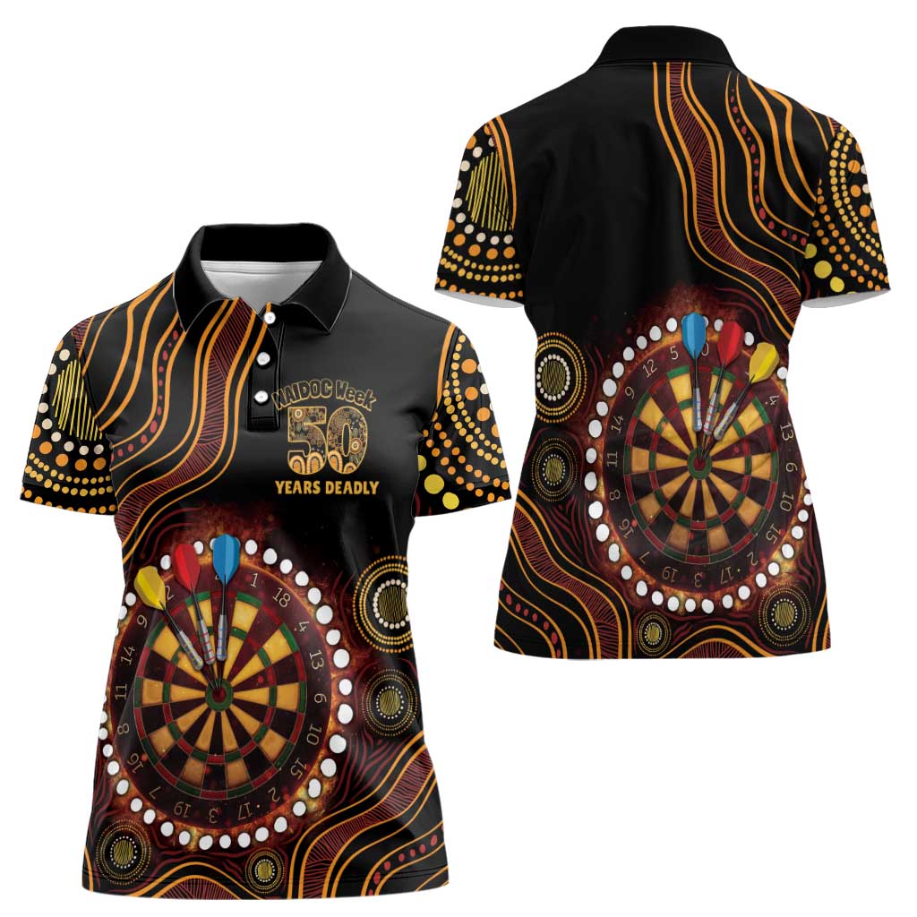First Nations NAIDOC Week 2026 Fiery Darts Women Polo Shirt Aboriginal Arts