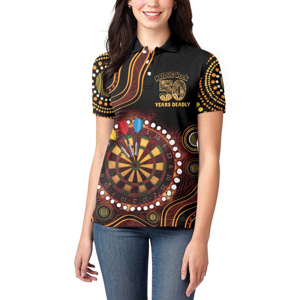 First Nations NAIDOC Week 2026 Fiery Darts Women Polo Shirt Aboriginal Arts
