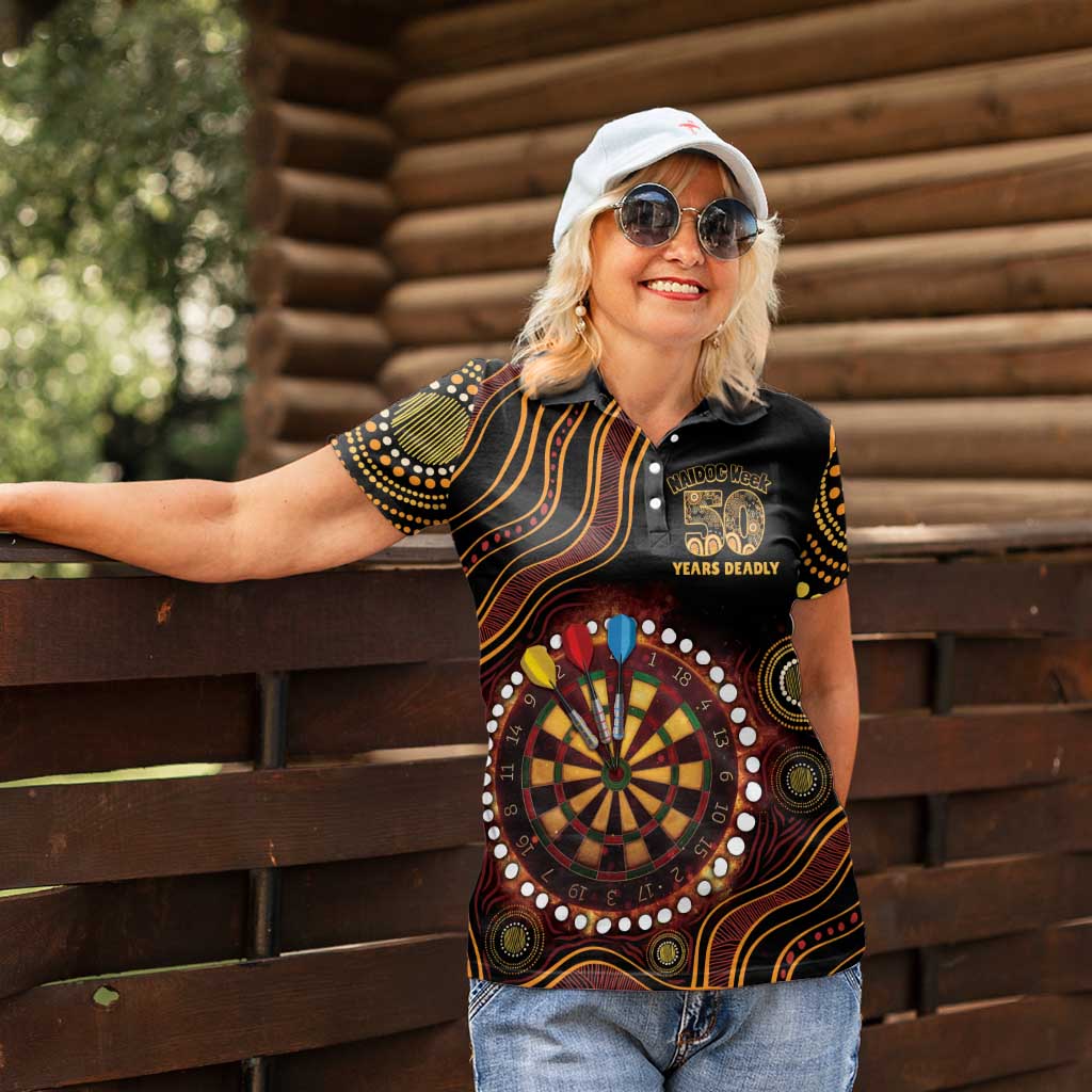 First Nations NAIDOC Week 2026 Fiery Darts Women Polo Shirt Aboriginal Arts