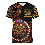 First Nations NAIDOC Week 2026 Fiery Darts Women V-Neck T-Shirt Aboriginal Arts
