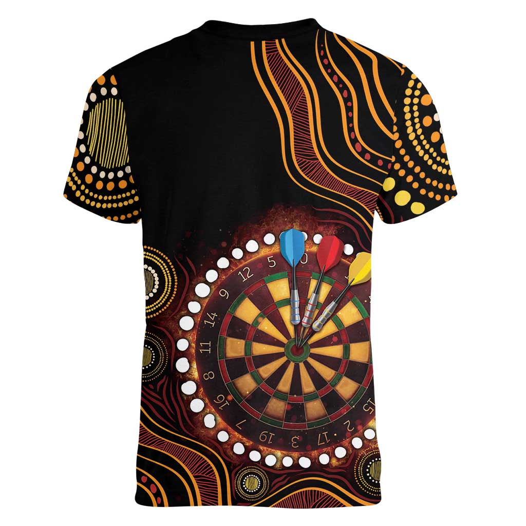 First Nations NAIDOC Week 2026 Fiery Darts Women V-Neck T-Shirt Aboriginal Arts