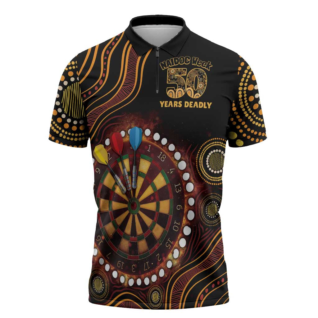 First Nations NAIDOC Week 2026 Fiery Darts Zipper Polo Shirt Aboriginal Arts