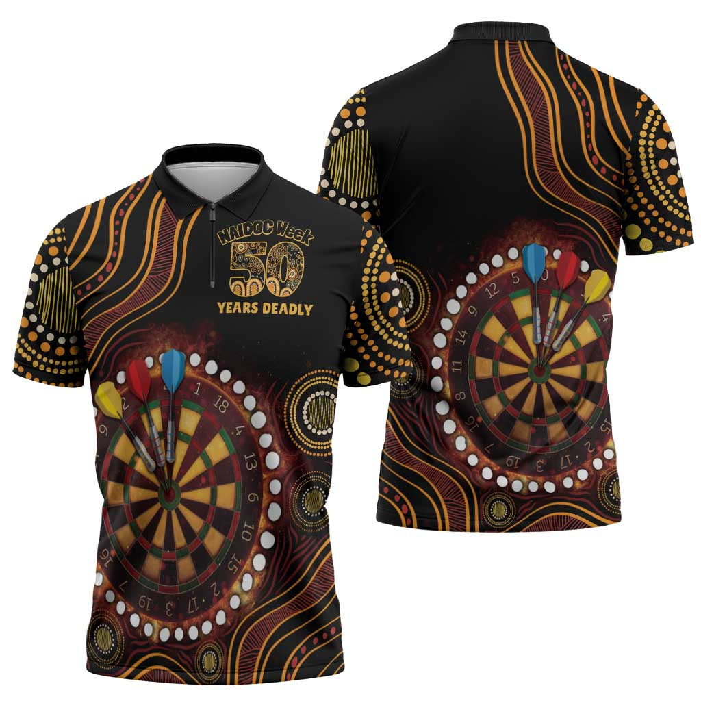 First Nations NAIDOC Week 2026 Fiery Darts Zipper Polo Shirt Aboriginal Arts