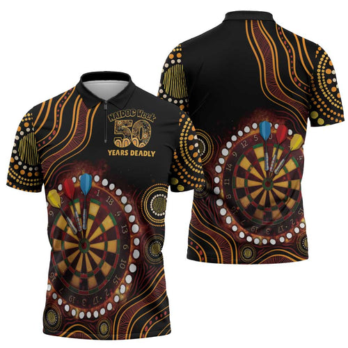 First Nations NAIDOC Week 2026 Fiery Darts Zipper Polo Shirt Aboriginal Arts