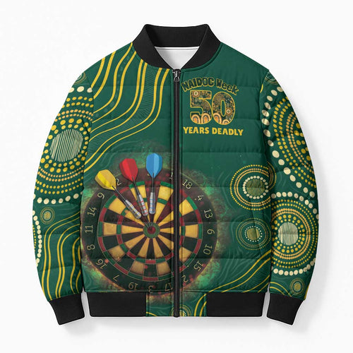 First Nations NAIDOC Week 2026 Fiery Darts Bomber Puffer Jacket National Colors Aboriginal Arts