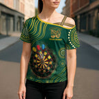 First Nations NAIDOC Week 2026 Fiery Darts Cross Shoulder Shirt National Colors Aboriginal Arts
