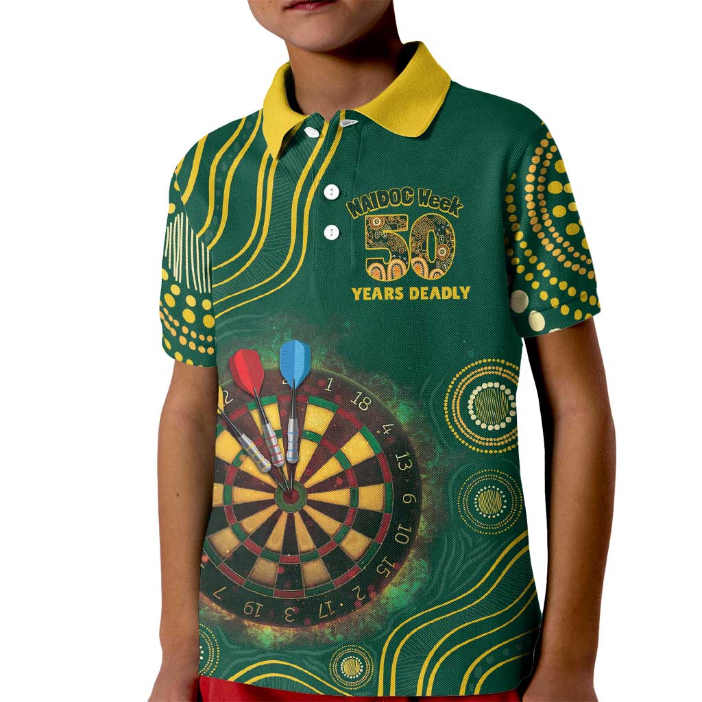 First Nations NAIDOC Week 2026 Fiery Darts Kid Polo Shirt National Colors Aboriginal Arts