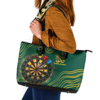 First Nations NAIDOC Week 2026 Fiery Darts Leather Tote Bag National Colors Aboriginal Arts