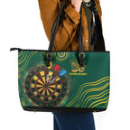 First Nations NAIDOC Week 2026 Fiery Darts Leather Tote Bag National Colors Aboriginal Arts