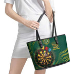 First Nations NAIDOC Week 2026 Fiery Darts Leather Tote Bag National Colors Aboriginal Arts