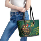 First Nations NAIDOC Week 2026 Fiery Darts Leather Tote Bag National Colors Aboriginal Arts