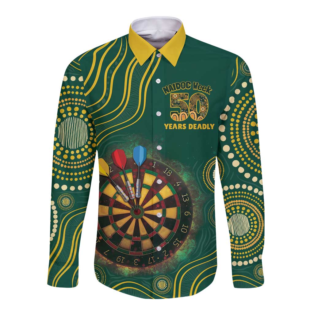 First Nations NAIDOC Week 2026 Fiery Darts Long Sleeve Button Shirt National Colors Aboriginal Arts