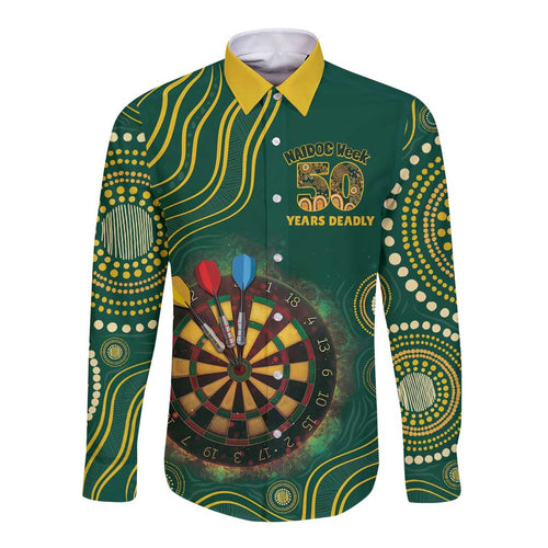 First Nations NAIDOC Week 2026 Fiery Darts Long Sleeve Button Shirt National Colors Aboriginal Arts