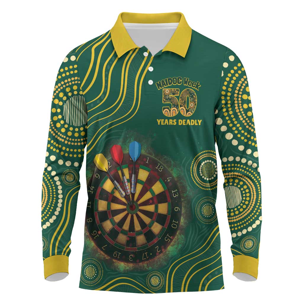 First Nations NAIDOC Week 2026 Fiery Darts Long Sleeve Polo Shirt National Colors Aboriginal Arts