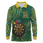 First Nations NAIDOC Week 2026 Fiery Darts Long Sleeve Polo Shirt National Colors Aboriginal Arts