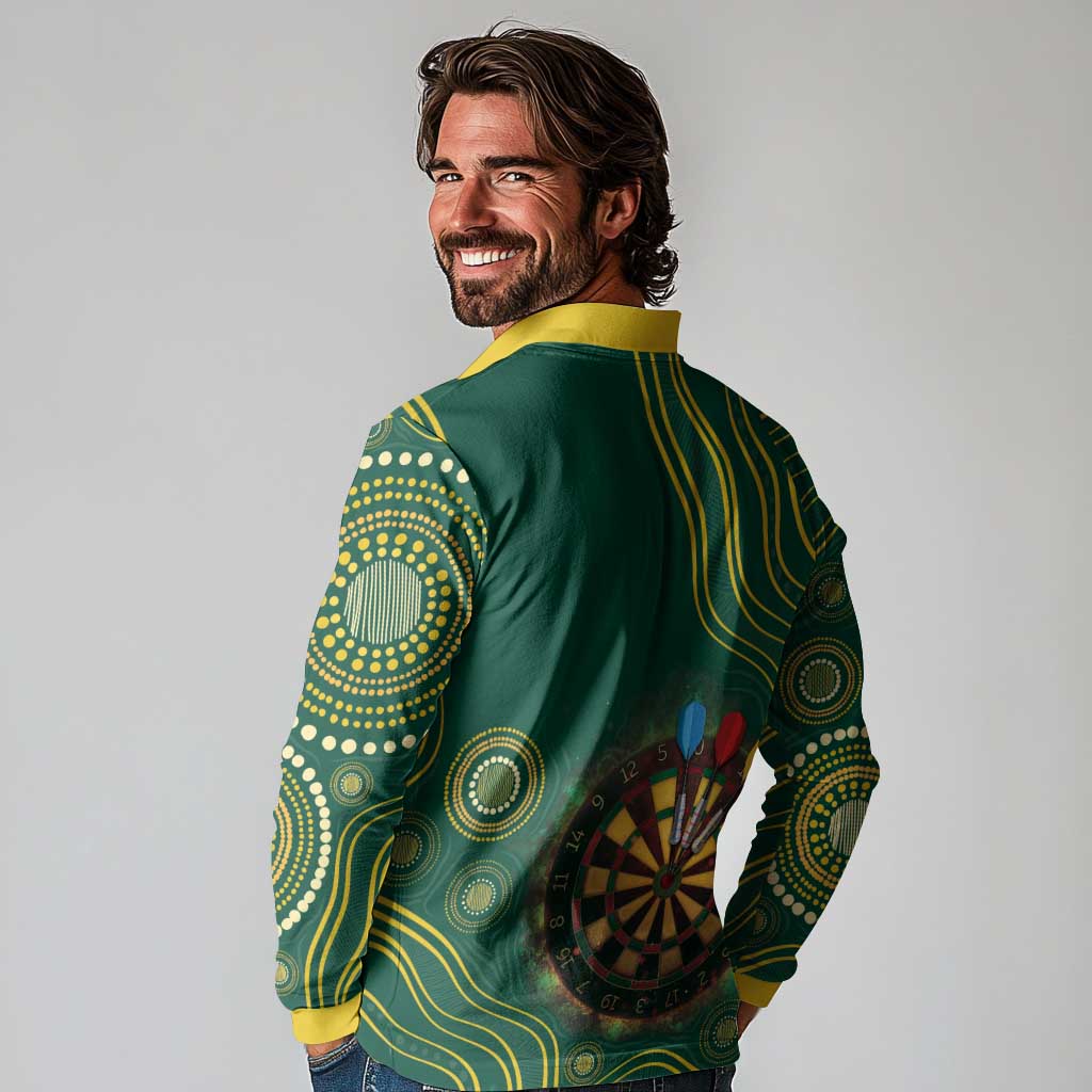 First Nations NAIDOC Week 2026 Fiery Darts Long Sleeve Polo Shirt National Colors Aboriginal Arts