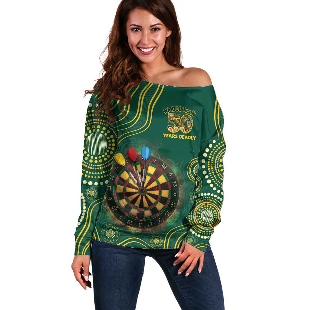 First Nations NAIDOC Week 2026 Fiery Darts Off Shoulder Sweater National Colors Aboriginal Arts