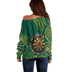 First Nations NAIDOC Week 2026 Fiery Darts Off Shoulder Sweater National Colors Aboriginal Arts