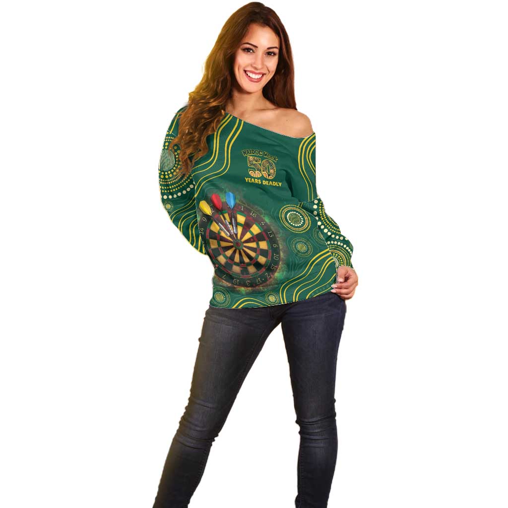 First Nations NAIDOC Week 2026 Fiery Darts Off Shoulder Sweater National Colors Aboriginal Arts