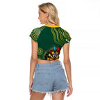 First Nations NAIDOC Week 2026 Fiery Darts Raglan Cropped T Shirt National Colors Aboriginal Arts