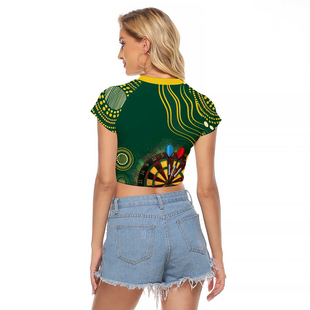 First Nations NAIDOC Week 2026 Fiery Darts Raglan Cropped T Shirt National Colors Aboriginal Arts