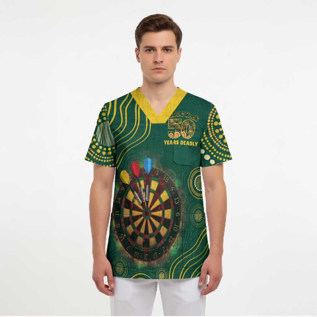 First Nations NAIDOC Week 2026 Fiery Darts Scrub Top National Colors Aboriginal Arts