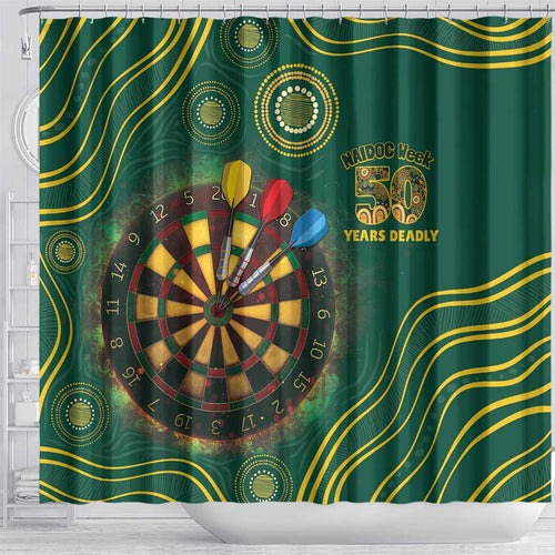 First Nations NAIDOC Week 2026 Fiery Darts Shower Curtain National Colors Aboriginal Arts