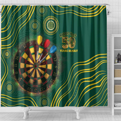 First Nations NAIDOC Week 2026 Fiery Darts Shower Curtain National Colors Aboriginal Arts