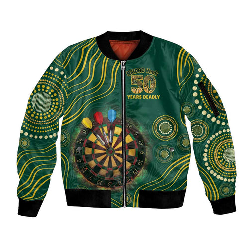 First Nations NAIDOC Week 2026 Fiery Darts Sleeve Zip Bomber Jacket National Colors Aboriginal Arts