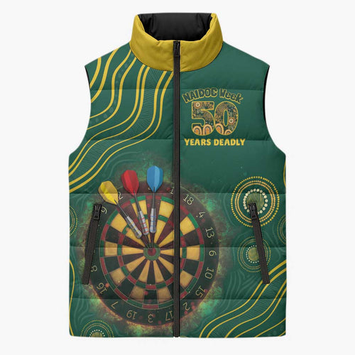 First Nations NAIDOC Week 2026 Fiery Darts Sleeveless Puffer Jacket National Colors Aboriginal Arts