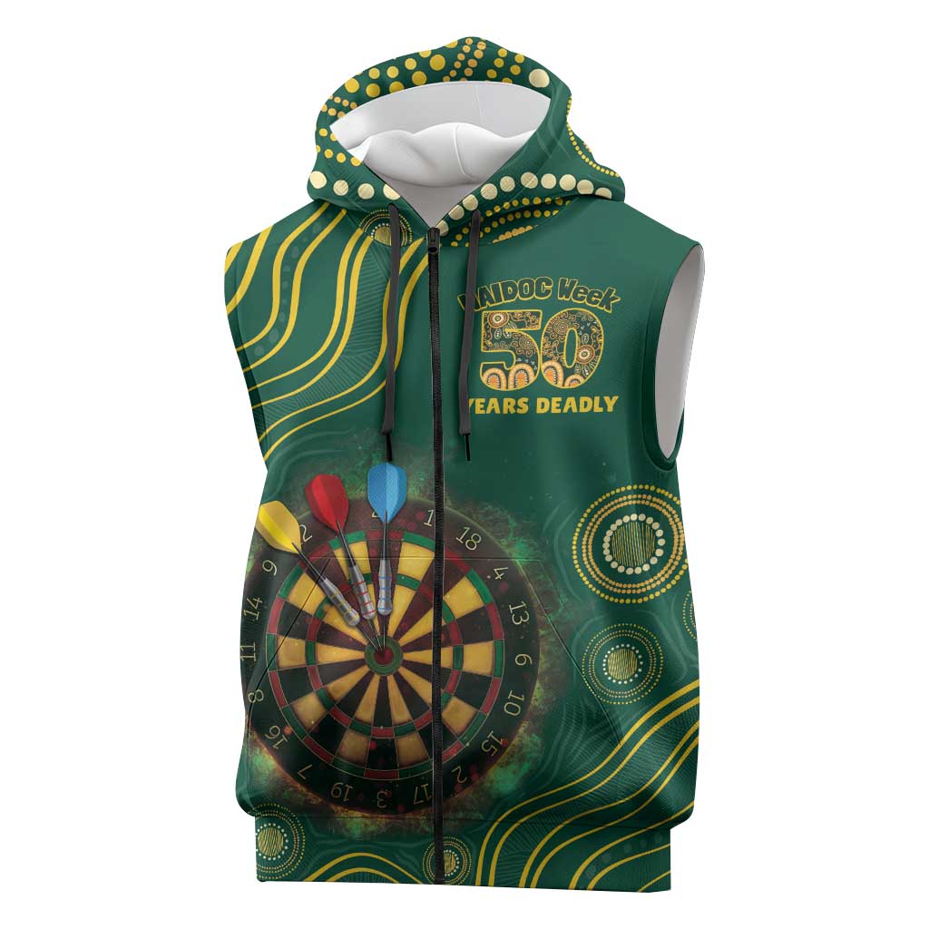 First Nations NAIDOC Week 2026 Fiery Darts Sleeveless Zip Hoodie National Colors Aboriginal Arts