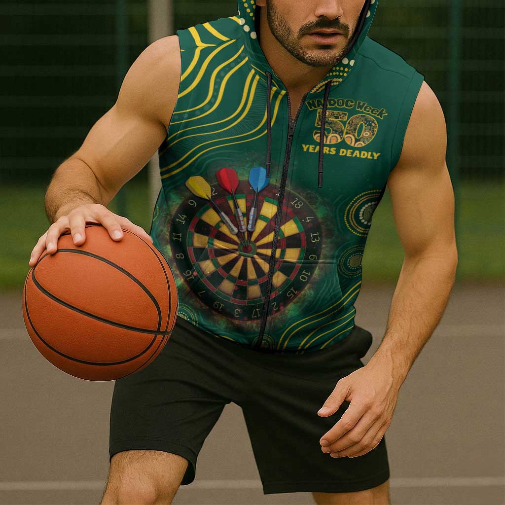 First Nations NAIDOC Week 2026 Fiery Darts Sleeveless Zip Hoodie National Colors Aboriginal Arts
