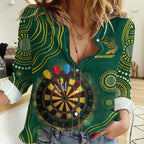 First Nations NAIDOC Week 2026 Fiery Darts Women Casual Shirt National Colors Aboriginal Arts