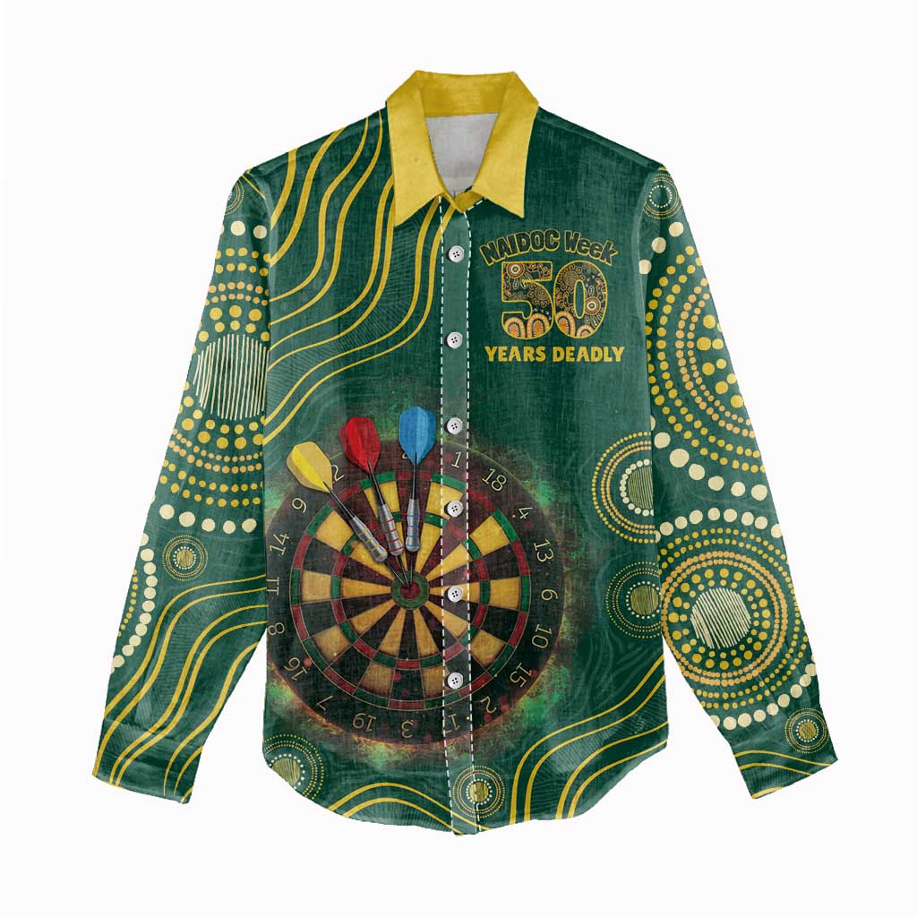 First Nations NAIDOC Week 2026 Fiery Darts Women Casual Shirt National Colors Aboriginal Arts
